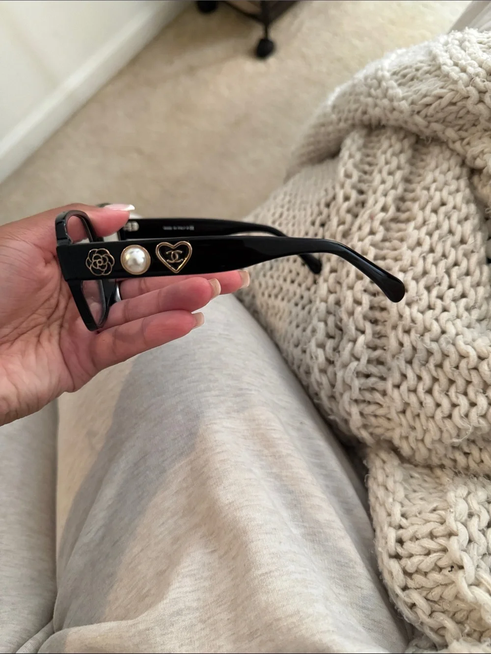 Black Square Frame Blue-Tinted Lenses Eyeglasses